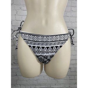 NWT Ardene Basic Collection Black White Aztec Floral Side Tie Swimsuit Bottoms M